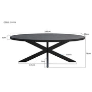 Eettafel Kala Mangohout Zwart 160x90 cm-Eettafels-Livingfurn