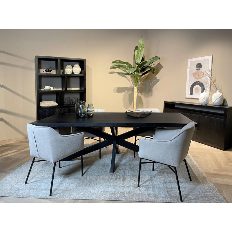 Eettafel Kala Mangohout Zwart 180x90 cm 12244-Eettafels-Livingfurn