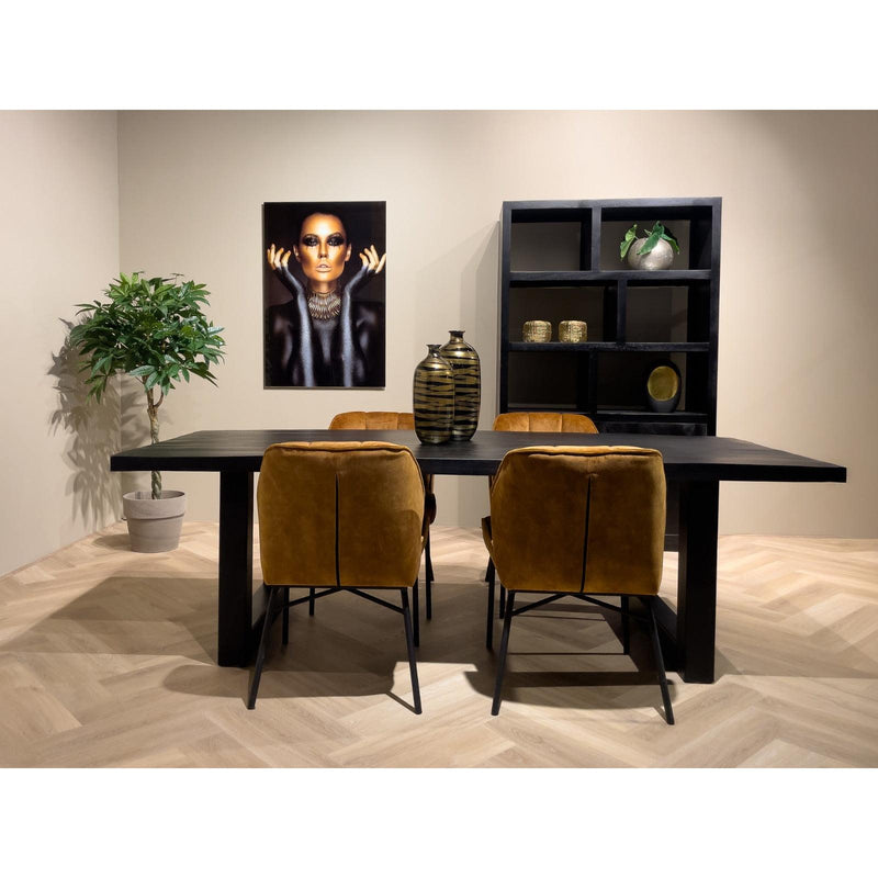 Eettafel Kala Mangohout Zwart 200x100 cm 12166-Eettafels-Livingfurn