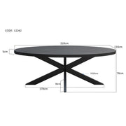 Eettafel Kala Mangohout Zwart 210x100 cm-Eettafels-Livingfurn