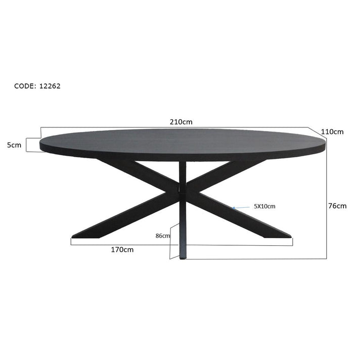 Eettafel Kala Mangohout Zwart 210x100 cm-Eettafels-Livingfurn