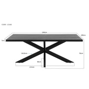Eettafel Kala Mangohout Zwart 240x100 cm-Eettafels-Livingfurn