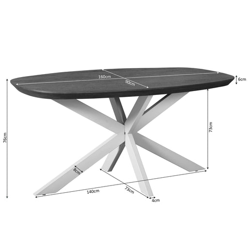Eettafel Madison Bruin - 160 cm - Deens Ovaal - Poot Zwart-Eettafels-Starfurn