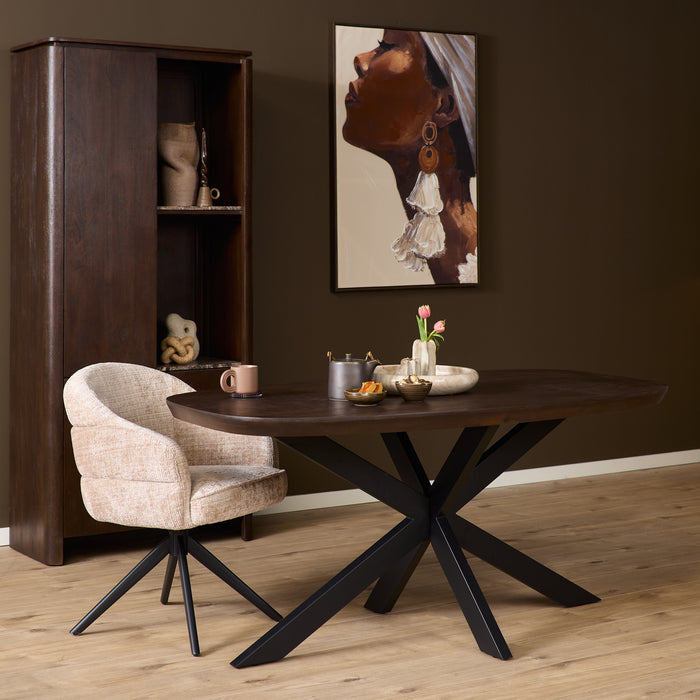 Eettafel Madison Bruin - 160 cm - Deens Ovaal - Poot Zwart-Eettafels-Starfurn