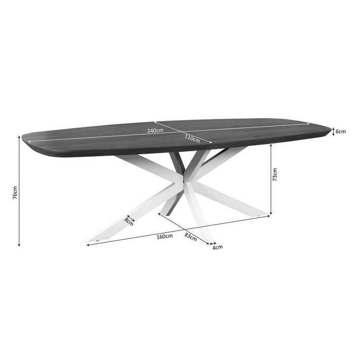 Eettafel Madison Bruin - 240 cm - Deens Ovaal - Poot Zwart-Eettafels-Starfurn