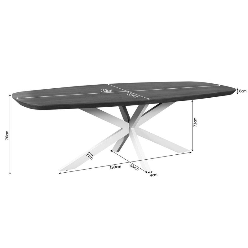Eettafel Madison Bruin 280 cm Deens Ovaal Poot Zand 280x120x76 cm-Eettafels-Starfurn