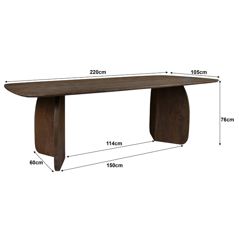 Eettafel Mangohout Bruin 220x105 cm-Eettafels-Livingfurn