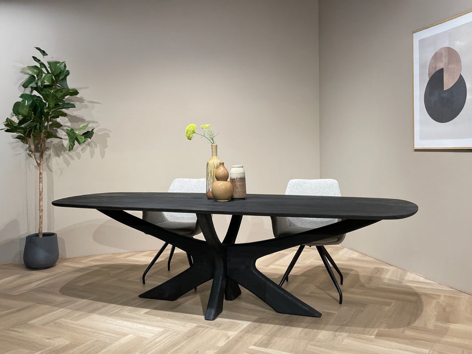 Eettafel Mangohout Zwart 110x250 cm-Eettafels-Brix