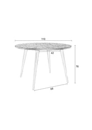 Eettafel Mo 110 Teak Hout Naturel Ø110x76 cm-Eettafels-Creating Home