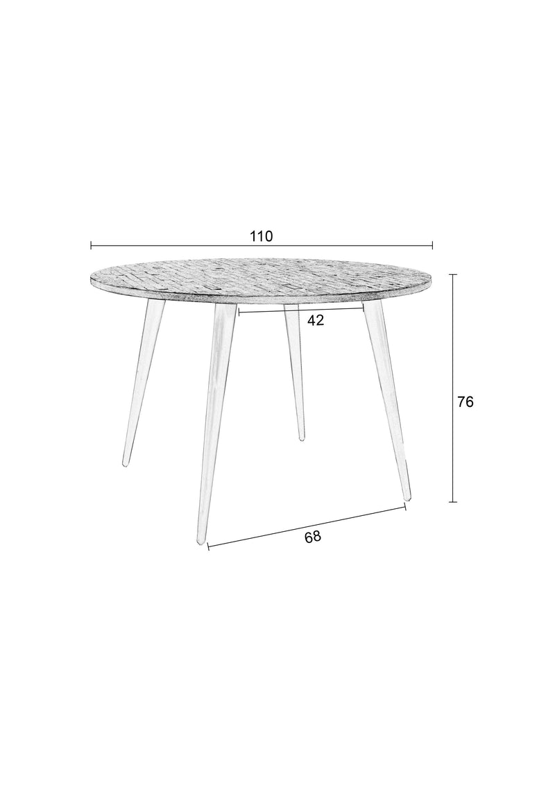 Eettafel Mo 110 Teak Hout Naturel Ø110x76 cm-Eettafels-Creating Home