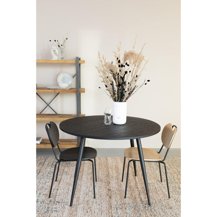 Eettafel Mo 110' Teak Hout Zwart Ø110x76 cm