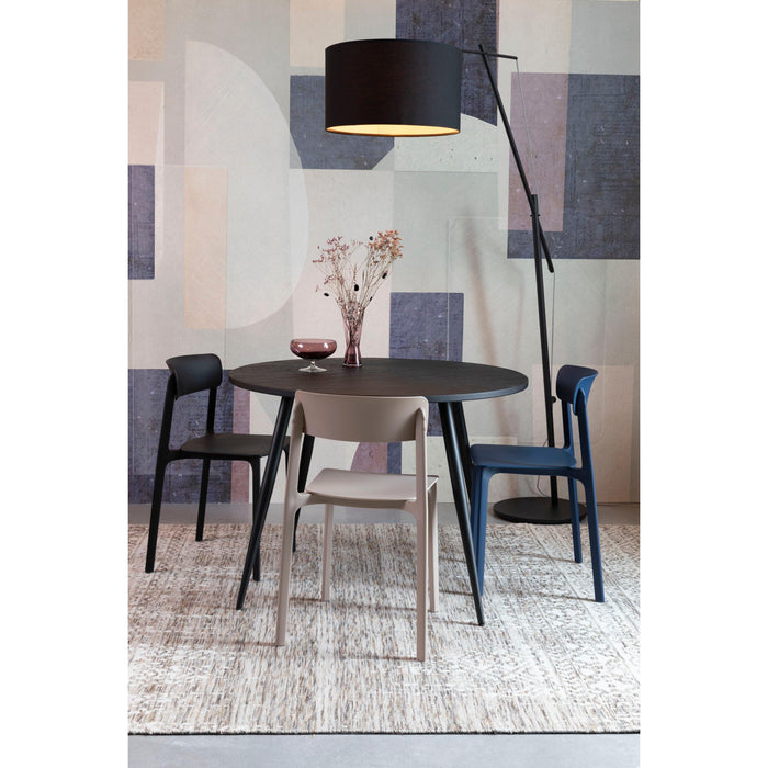 Eettafel Mo 110' Teak Hout Zwart Ø110x76 cm