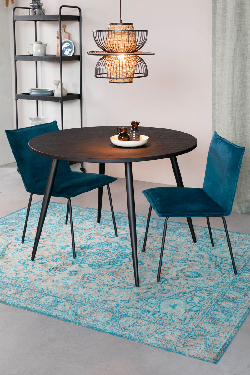Eettafel Mo 110' Teak Hout Zwart Ø110x76 cm-Eettafels-Creating Home