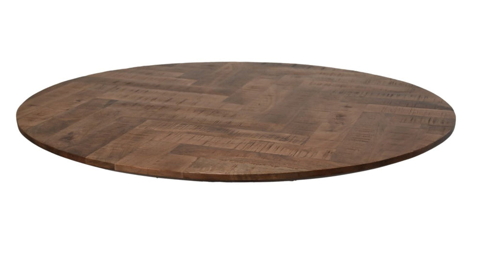 Eettafel Mozaik Verona rond - 140x140x76 - Naturel/zwart - Mangohout/metaal-Eettafels-HSM Collection