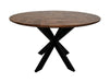 Eettafel Mozaik Verona rond - 140x140x76 - Naturel/zwart - Mangohout/metaal-Eettafels-HSM Collection