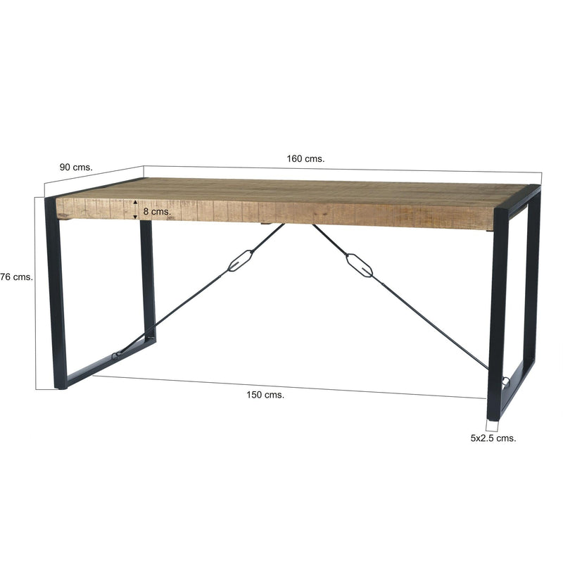 Eettafel Nairobi Mangohout Naturel hout 160x90 cm-Eettafels-Livingfurn