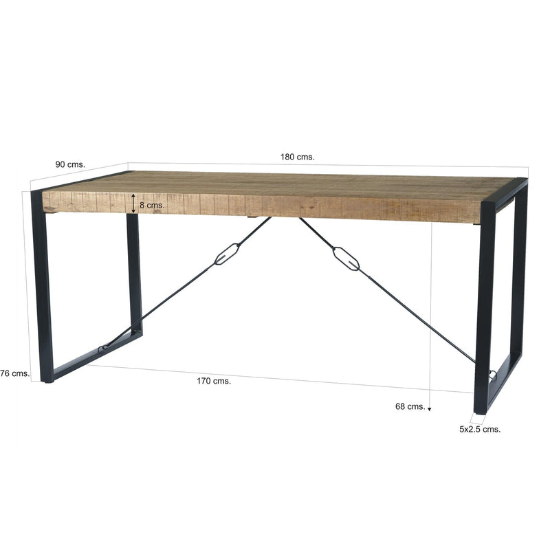 Eettafel Nairobi Mangohout Naturel hout 180x90 cm 12429-Eettafels-Livingfurn
