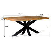 Eettafel Nairobi Mangohout Naturel hout 220x100 cm 13563-Eettafels-Livingfurn