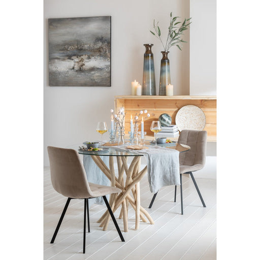 Eettafel Naturel Glas Rond 120 cm 120x120x75 cm-Eettafels-J-Line
