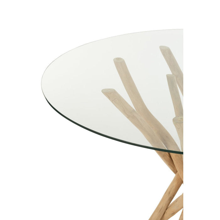 Eettafel Naturel Glas Rond 120 cm 120x120x75 cm-Eettafels-J-Line
