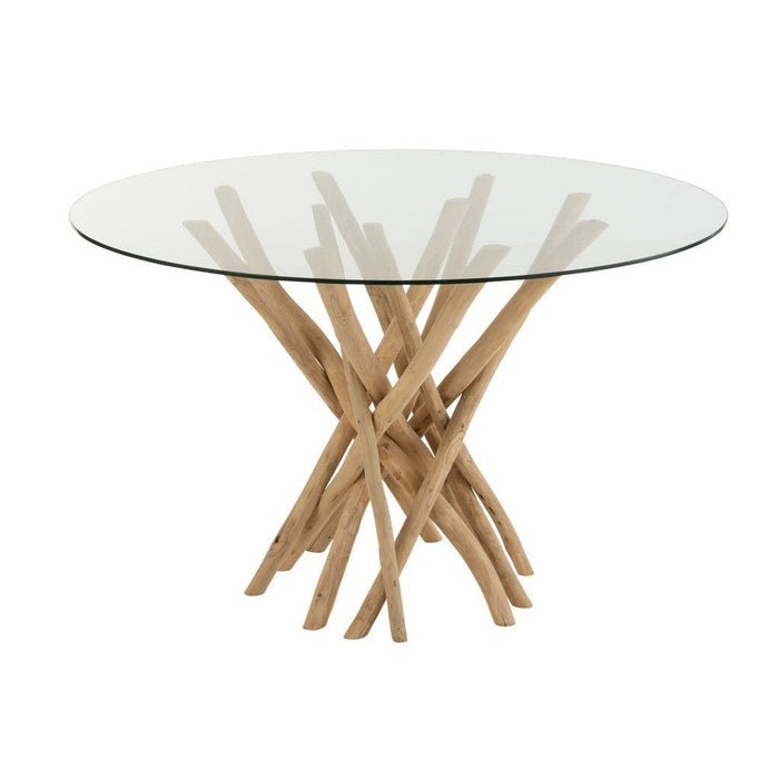 Eettafel Naturel Glas Rond 120 cm-Eettafels-J-Line