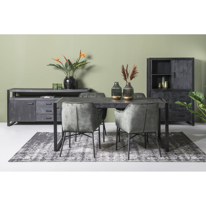 Eettafel Norris Mangohout Zwart 160x90 cm-Eettafels-Livingfurn