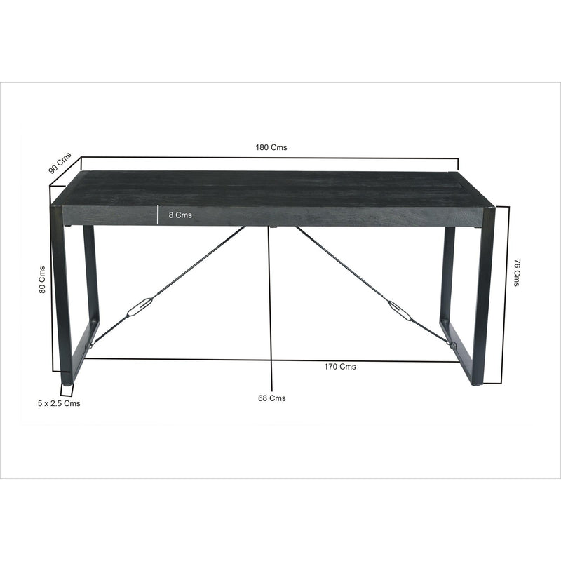 Eettafel Norris Mangohout Zwart 180x90 cm 12399-Eettafels-Livingfurn