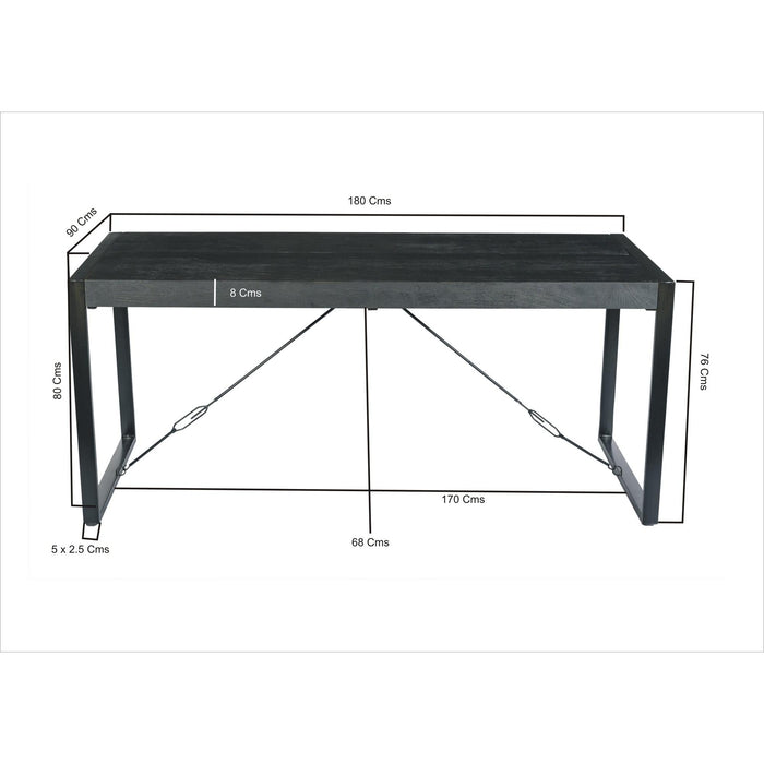 Eettafel Norris Mangohout Zwart 180x90 cm 12399-Eettafels-Livingfurn