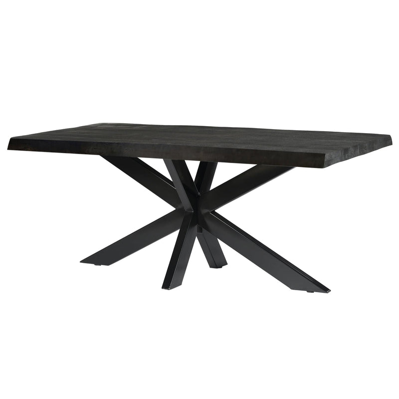 Eettafel Norris Mangohout Zwart 180x90 cm 12447-Eettafels-Livingfurn