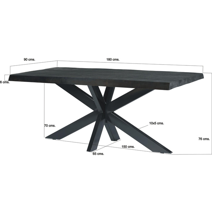 Eettafel Norris Mangohout Zwart 180x90 cm-Eettafels-Livingfurn