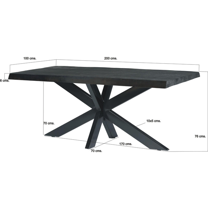 Eettafel Norris Mangohout Zwart 200x100 cm-Eettafels-Livingfurn