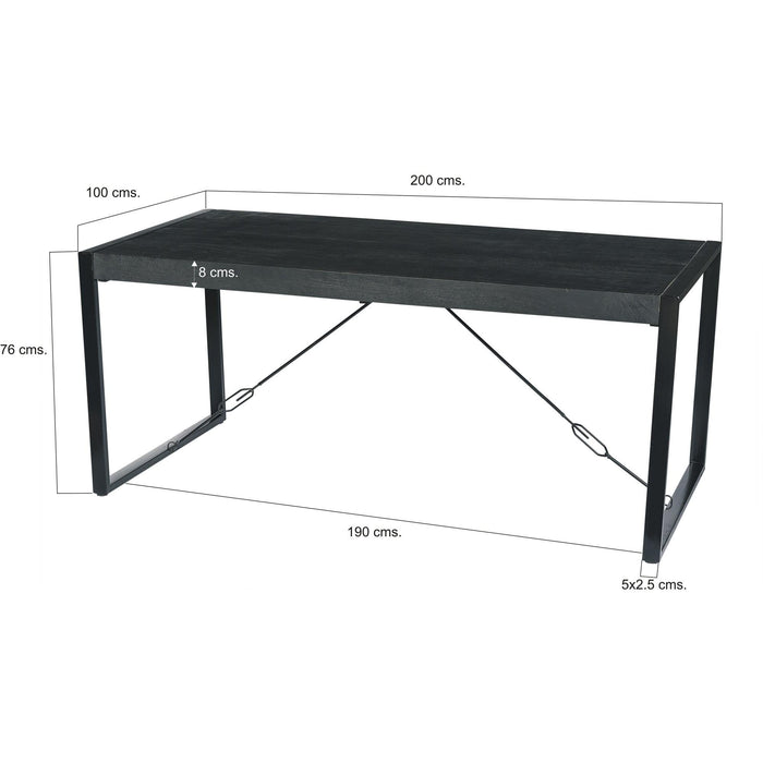 Eettafel Norris Mangohout Zwart 200x100 cm-Eettafels-Livingfurn
