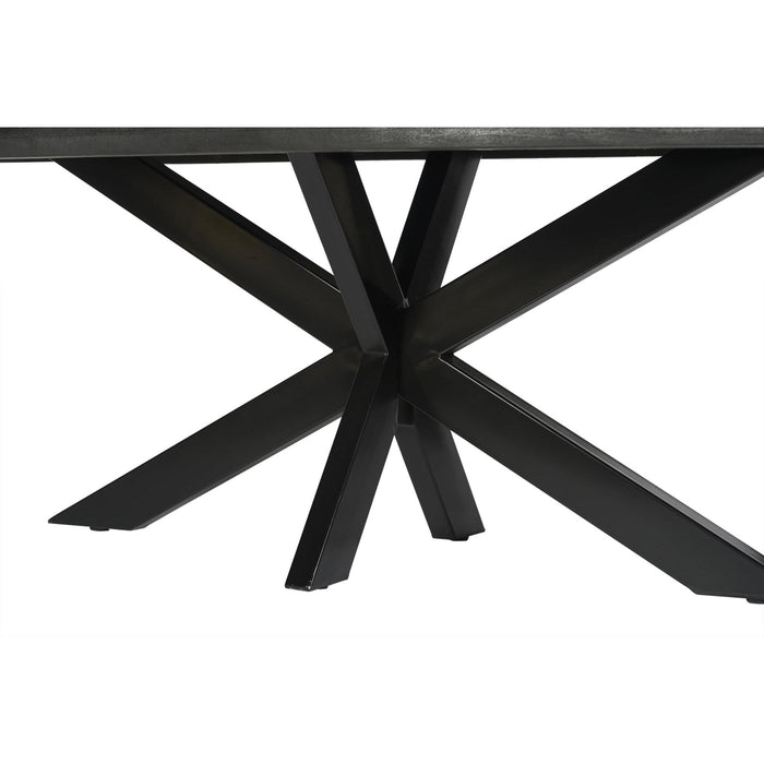 Eettafel Norris Mangohout Zwart 220x100 cm 12448-Eettafels-Livingfurn