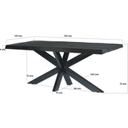 Eettafel Norris Mangohout Zwart 220x100 cm 12448-Eettafels-Livingfurn
