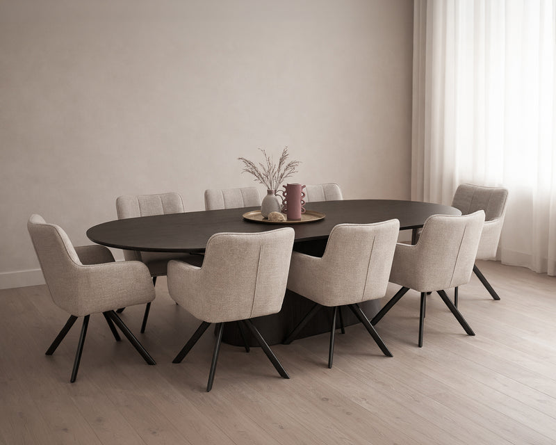 Eettafel Novero Eikenhout Espresso 280cm-Eettafels-Livingfurn