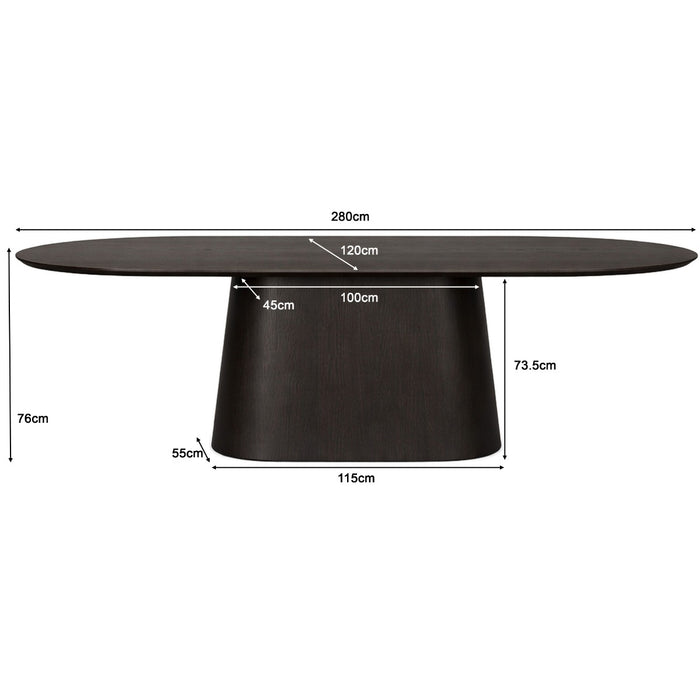 Eettafel Novero Eikenhout Espresso 280cm-Eettafels-Livingfurn