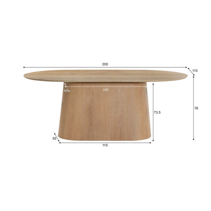 Eettafel Novero Eikenhout fineer Naturel hout 200x110 cm-Eettafels-Livingfurn