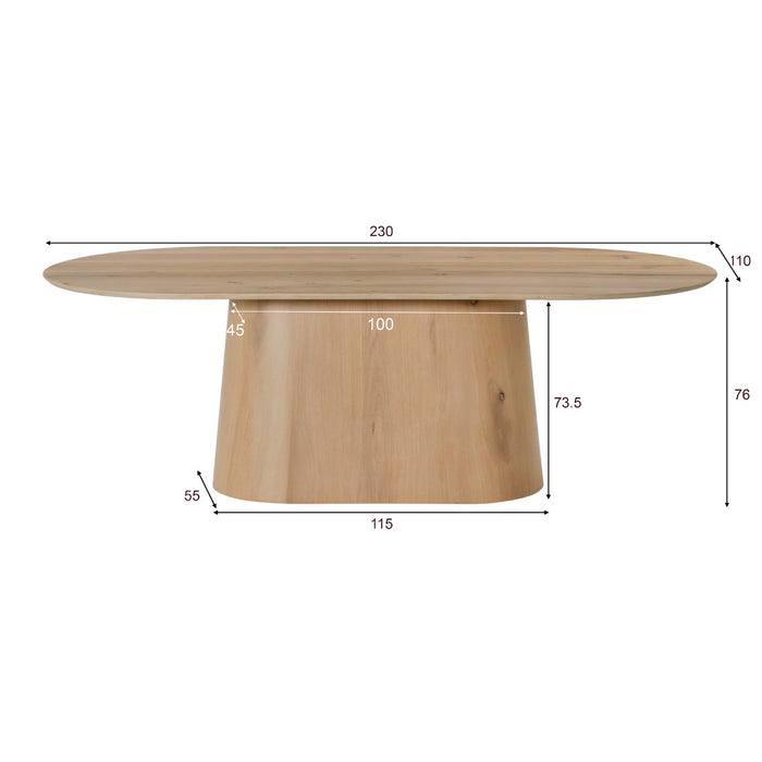 Eettafel Novero Eikenhout fineer Naturel hout 230x110 cm-Eettafels-Livingfurn