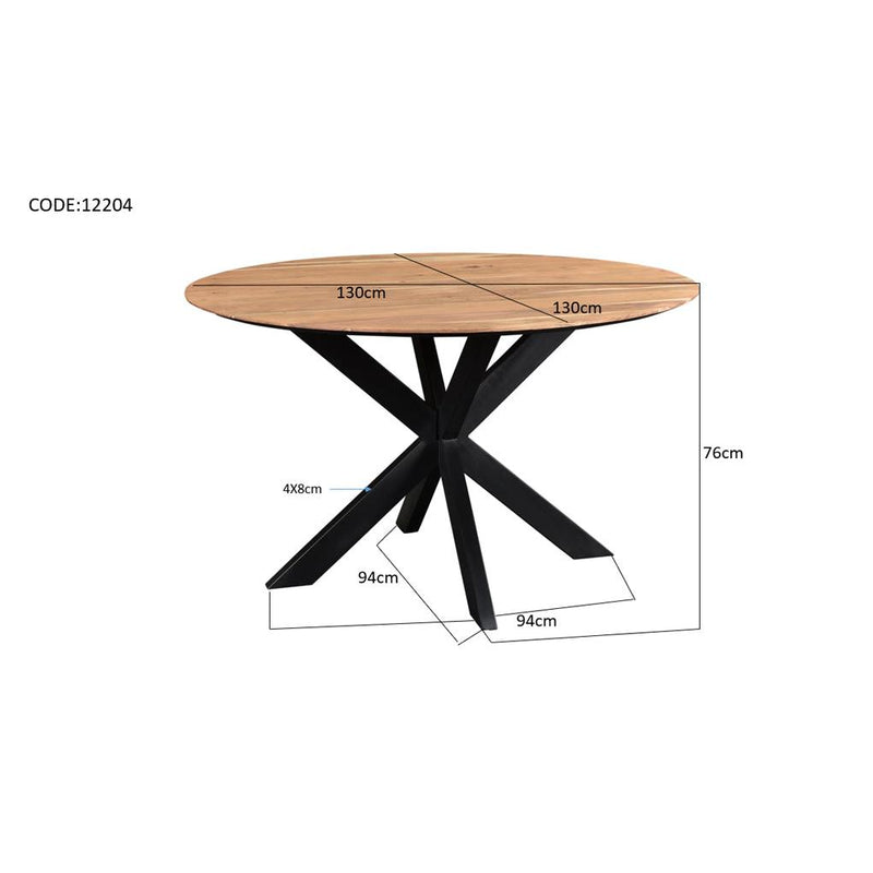 Eettafel Oslo Acaciahout Naturel hout 130 cm-Eettafels-Livingfurn