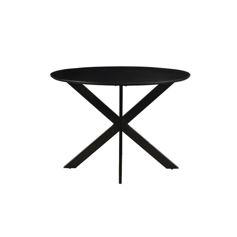 Eettafel Oslo Mangohout Zwart 120 cm 120x120x76 cm-Eettafels-Livingfurn