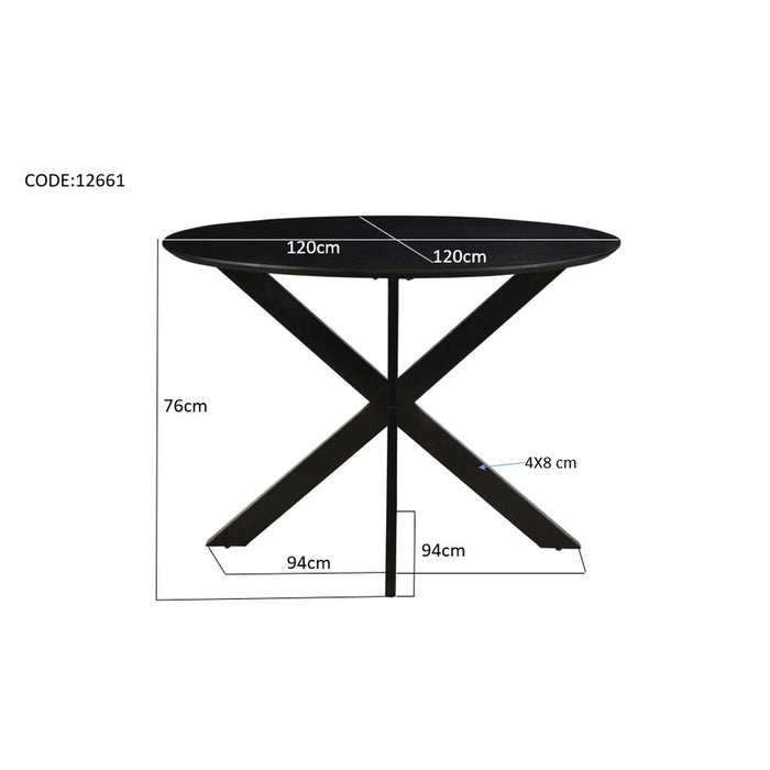 Eettafel Oslo Mangohout Zwart 120 cm-Eettafels-Livingfurn