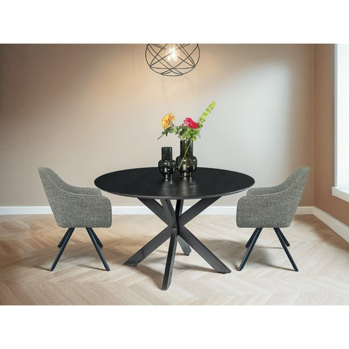 Eettafel Oslo Mangohout Zwart 130 cm 130x130x76 cm-Eettafels-Livingfurn