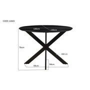 Eettafel Oslo Mangohout Zwart 130 cm 130x130x76 cm-Eettafels-Livingfurn