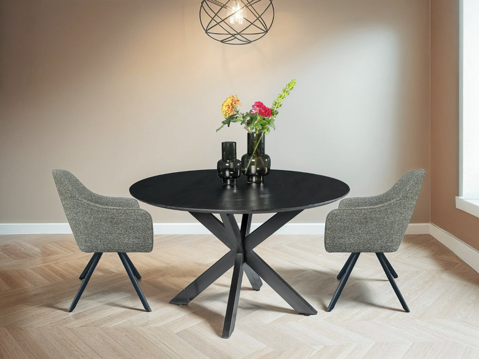 Eettafel Oslo Mangohout Zwart 130 cm-Eettafels-Livingfurn