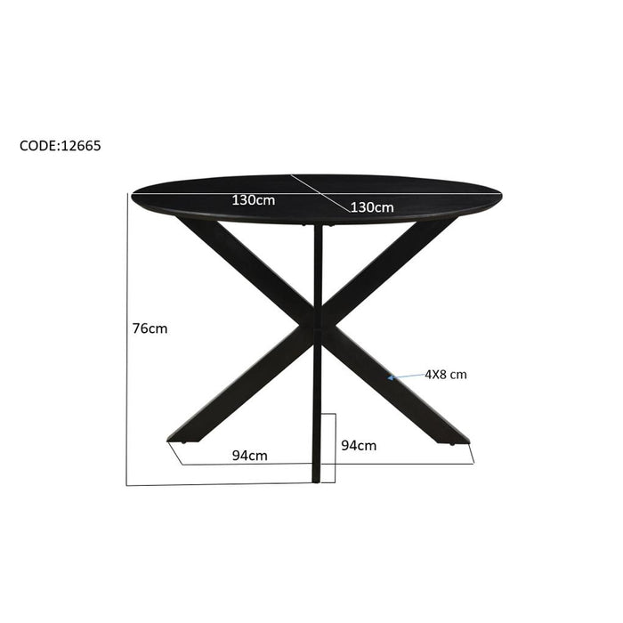 Eettafel Oslo Mangohout Zwart 130 cm-Eettafels-Livingfurn