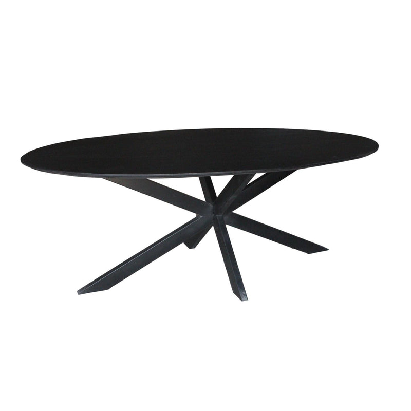 Eettafel Oslo Mangohout Zwart 210x100 cm-Eettafels-Livingfurn
