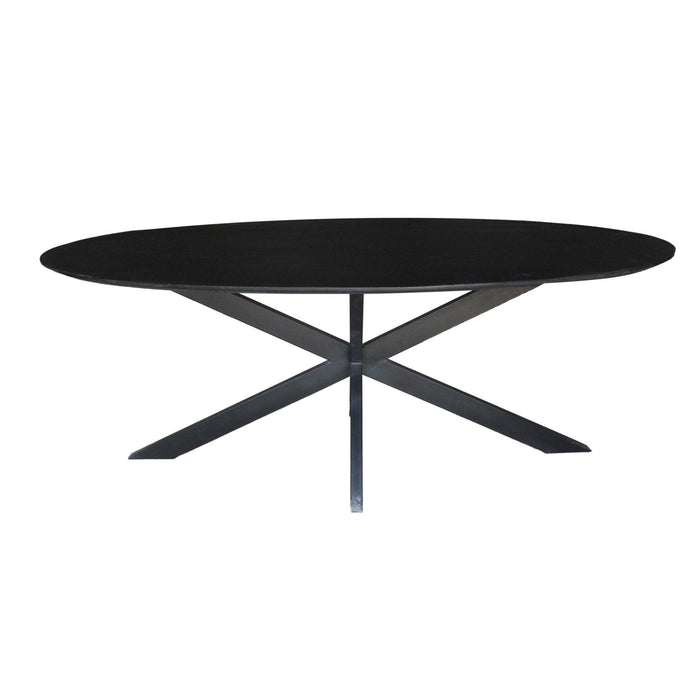 Eettafel Oslo Mangohout Zwart 210x100 cm-Eettafels-Livingfurn