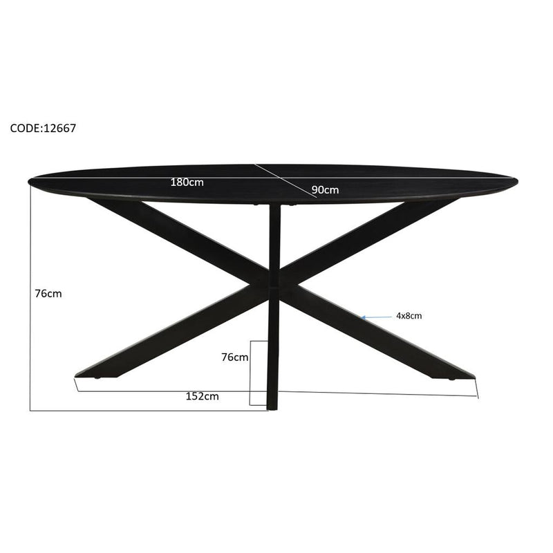 Eettafel Oslo Zwart 180x90 cm-Eettafels-Livingfurn