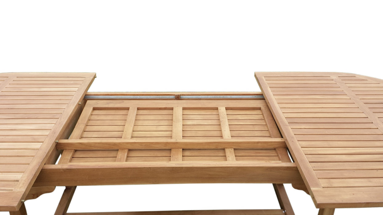 Eettafel Oval Extension Teakhout Naturel hout 180-180x100 cm-Buitentafels-Livingfurn