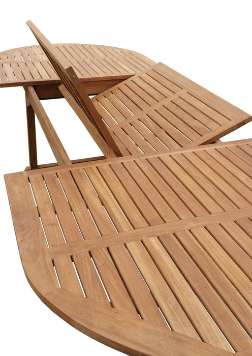 Eettafel Oval Extension Teakhout Naturel hout 180-180x100 cm-Buitentafels-Livingfurn